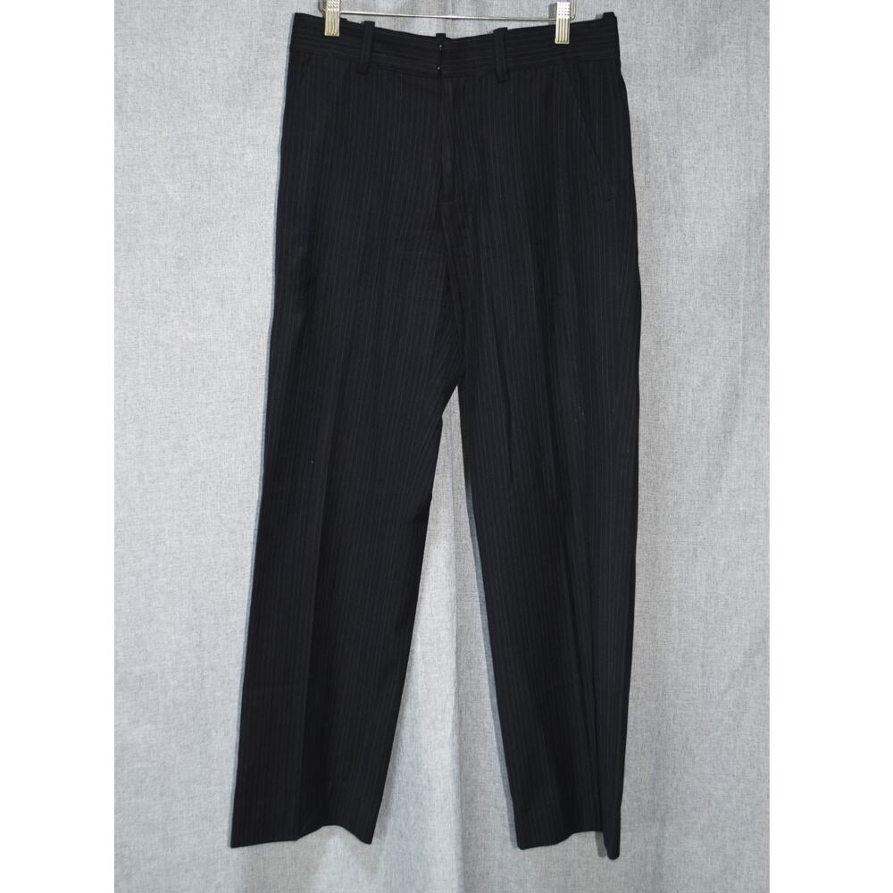 Theory Black Pinstripe Tailored Trousers Wool Blend Made USA Women’s Size 0